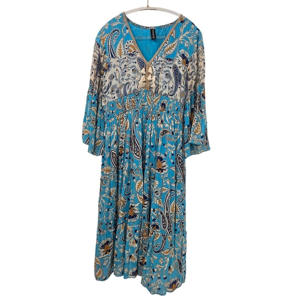 Me 2 Magic Anthropologie Floral Boho Midi Dress Size Large